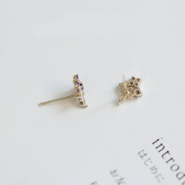 14K Gold Amethyst Butterfly Stud Earring