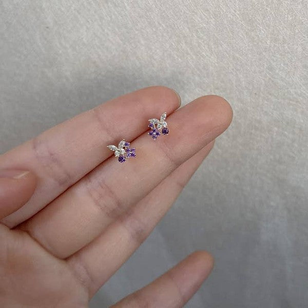 14K Gold Amethyst Butterfly Stud Earring