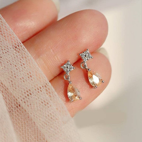 14K Gold Pink Crystal Drop Earring