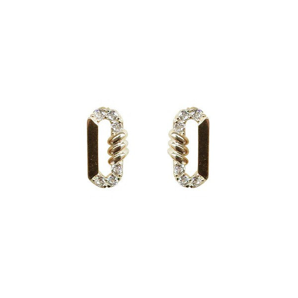 14K Gold Stadium Shape Stud Earring