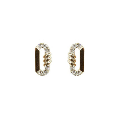 14K Gold Stadium Shape Stud Earring