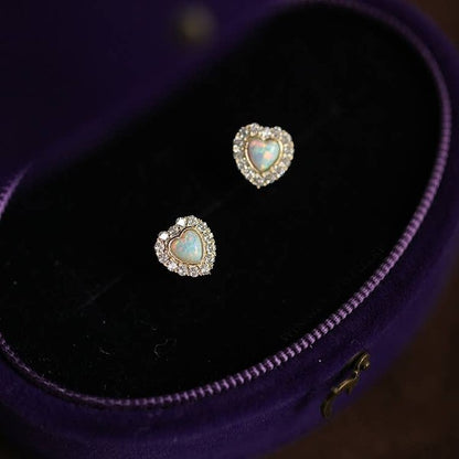 14K Gold Sweet Heart Opal Earring