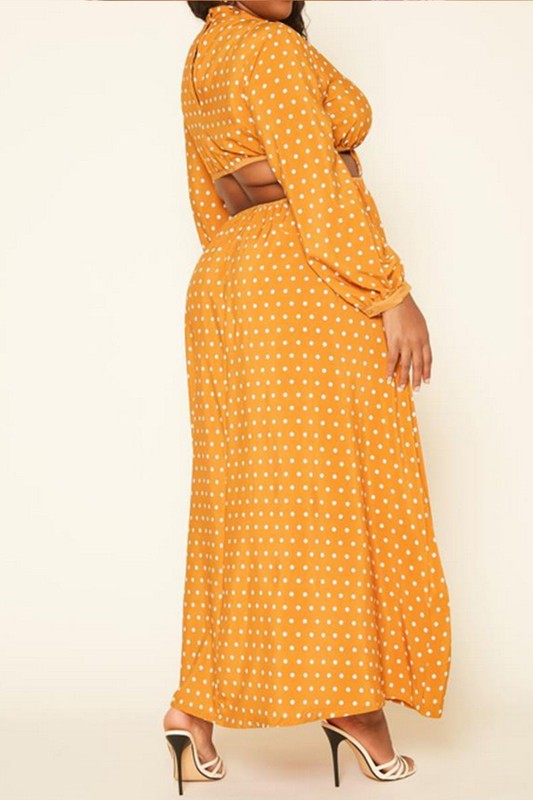 Plus Size Polka Dot Flare Maxi Dress