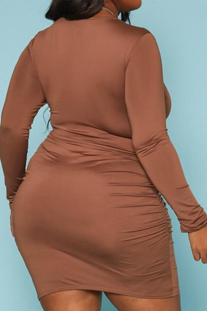 Plus Size Front Tie Closure Bodycon Mini Dress