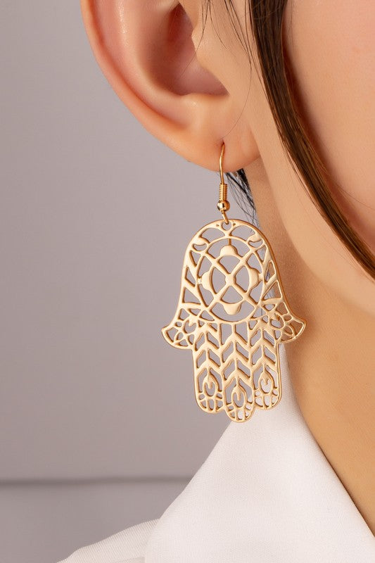 HAMSA HAND FILIGREE EARRINGS