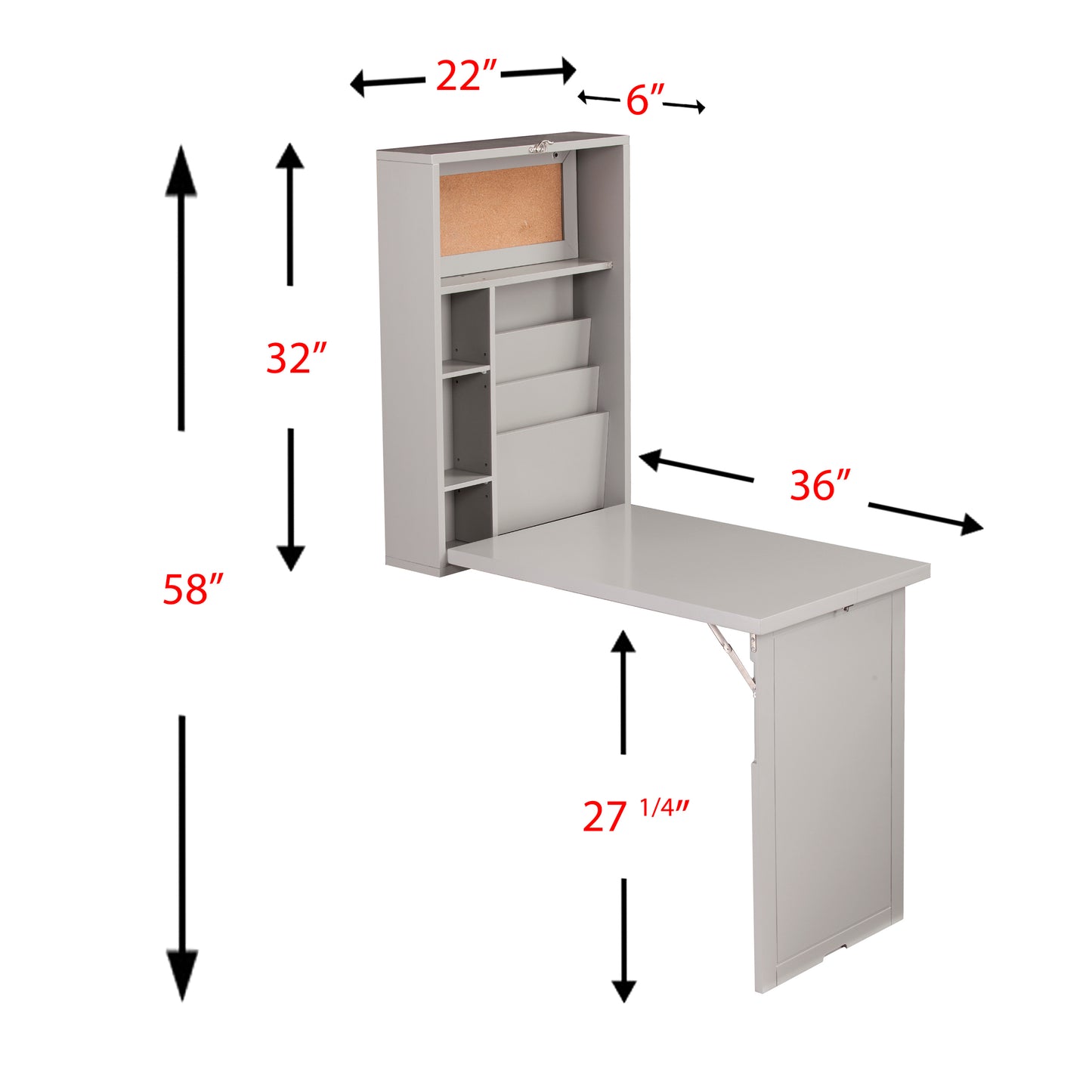 Minford Fold-Out Convertible Wall Mount Desk - Gray