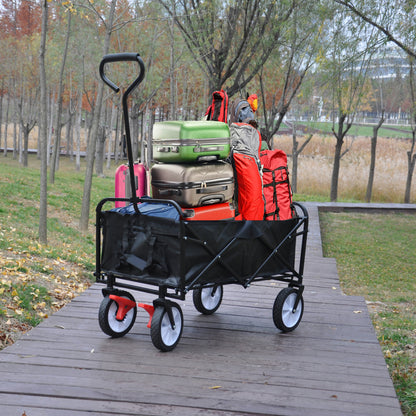 Folding Wagon Garden Shopping Beach Cart (black)