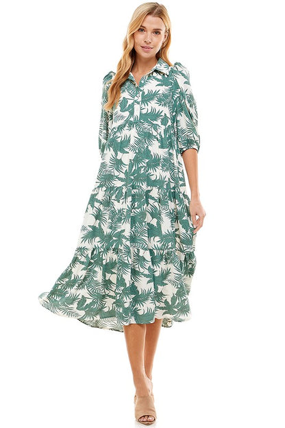 Palm Leaf Midi Dress