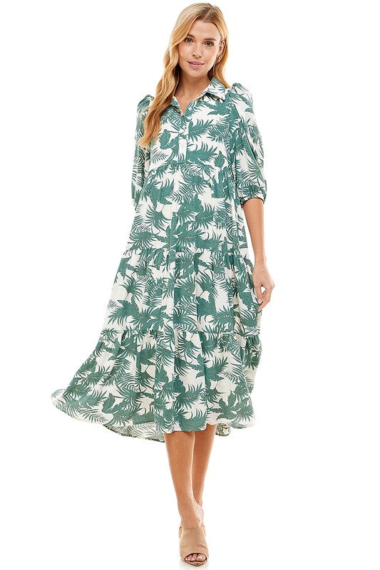 Palm Leaf Midi Dress