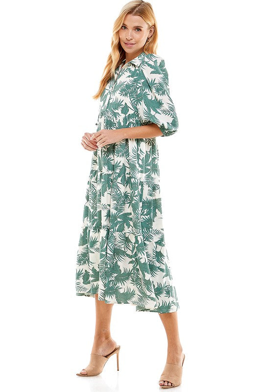 Palm Leaf Midi Dress