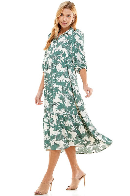 Palm Leaf Midi Dress