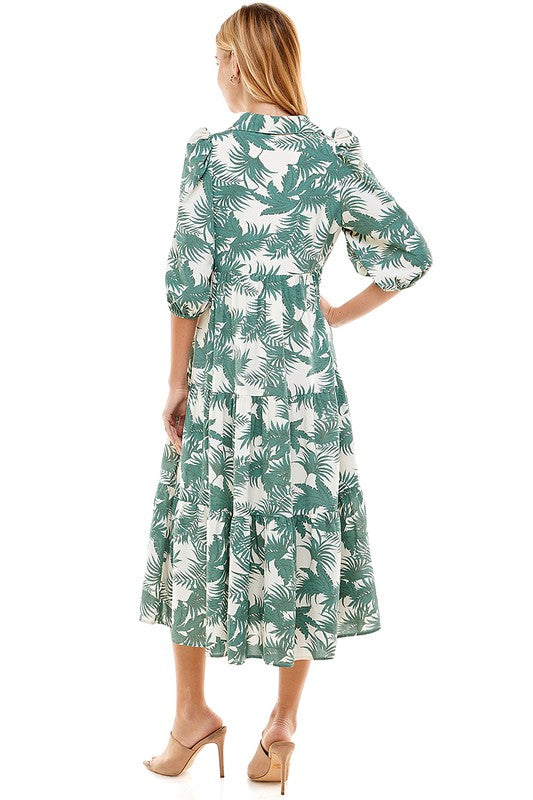 Palm Leaf Midi Dress