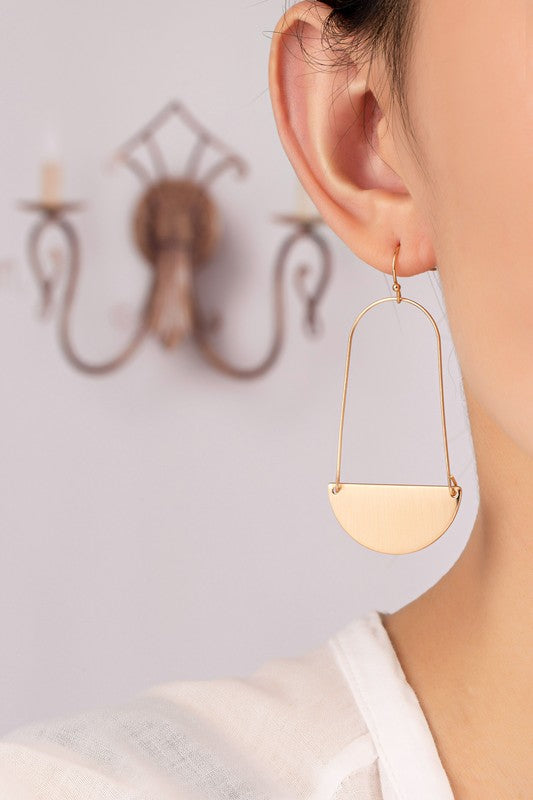 brushed brass half moon drop earrings