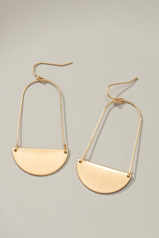 brushed brass half moon drop earrings