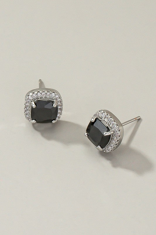 Premium cubic zirconia brass setting stud earrings