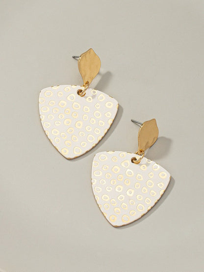 Triangle metal drop earrings with animal prints