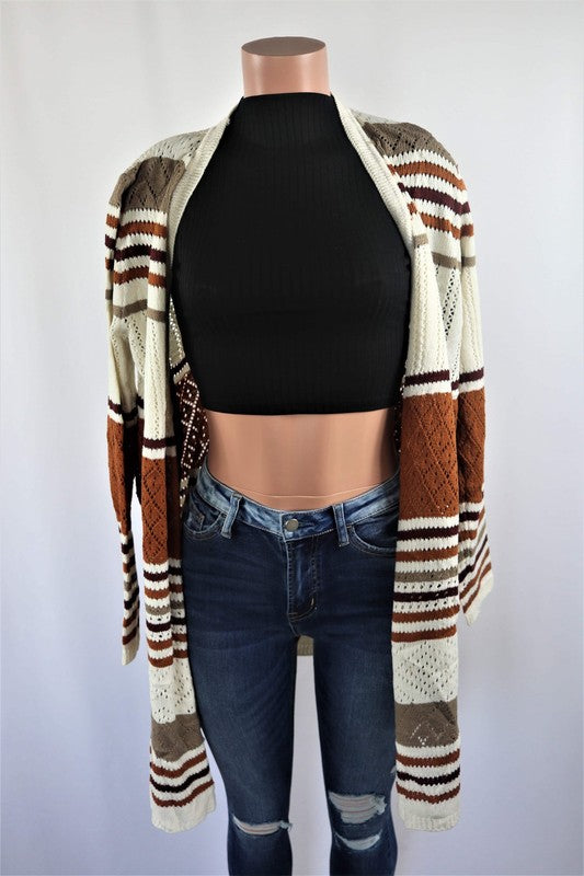 Stripe knit cardigan