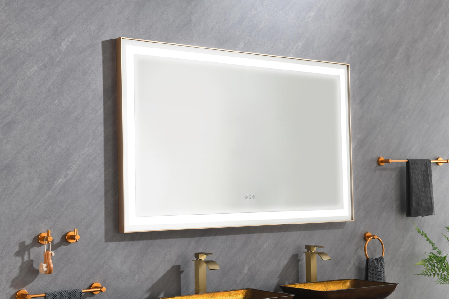 84*36 LED Lighted Bathroom Wall Mounted Mirror with High Lumen+Anti-Fog Separately Control