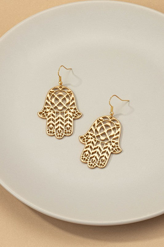 HAMSA HAND FILIGREE EARRINGS