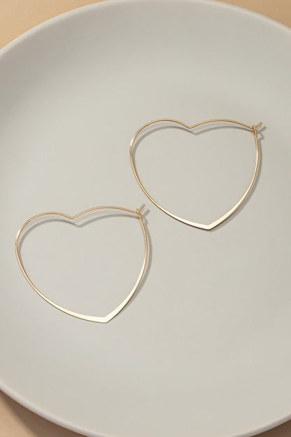 Delicate wire heart hoop earrings