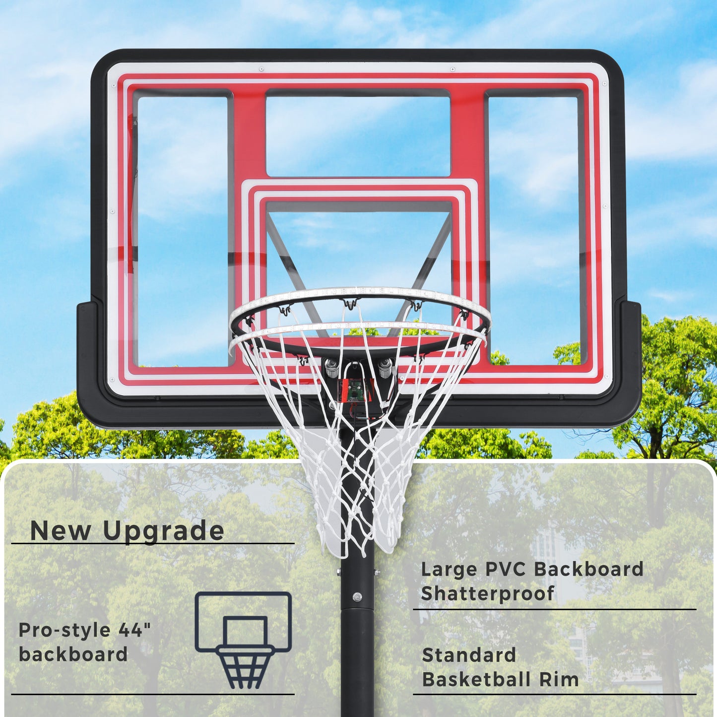 Portable Basketball Hoop Basketball System 4.76-10ft Height Adjustment for Youth Adults LED Basketball Hoop Lights, Colorful lights, Waterproof，Super Bright to Play at Night Outdoors,Good Gift for Kid