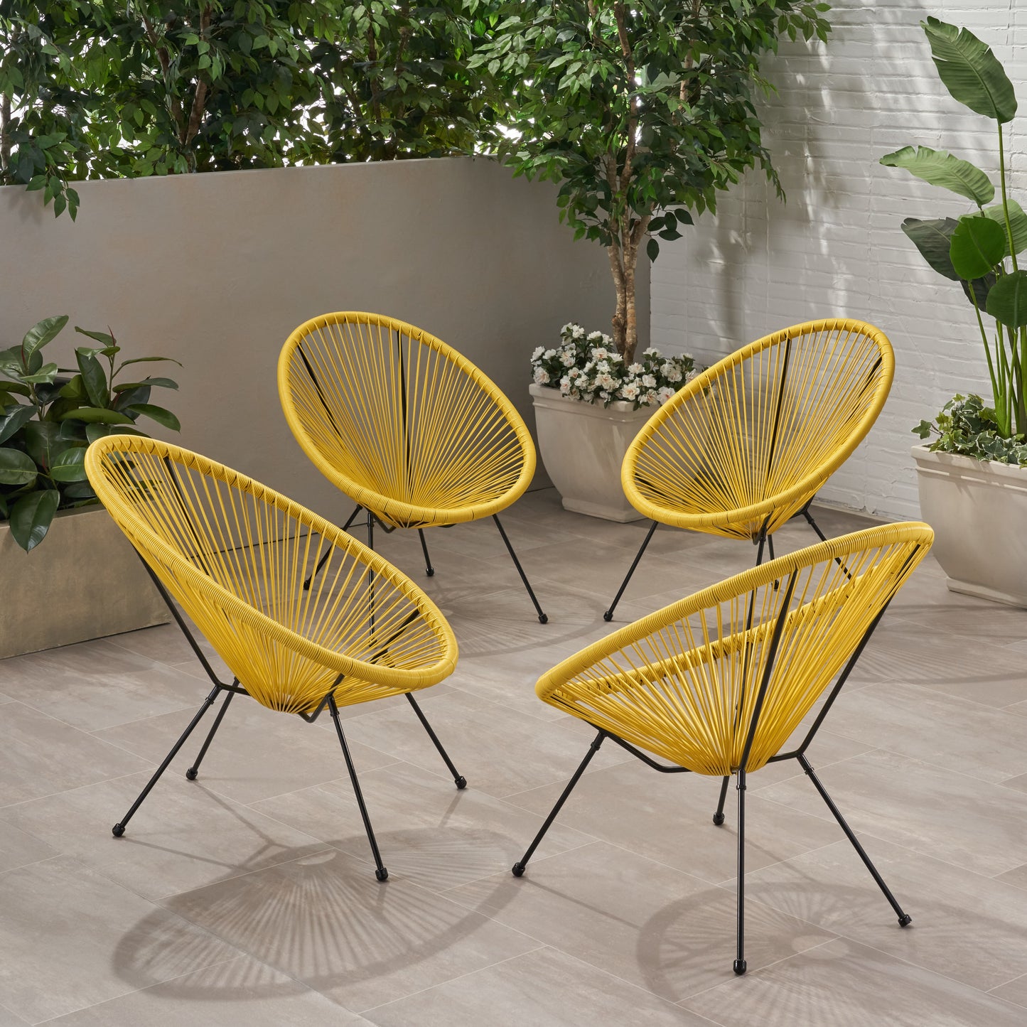 Great Deal Furniture Alexis Outdoor Woven Chair Yellow+Black （set of 2）