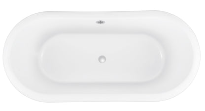 67" 100% Acrylic Freestanding Bathtub，Contemporary Soaking Tub，white inside black outside