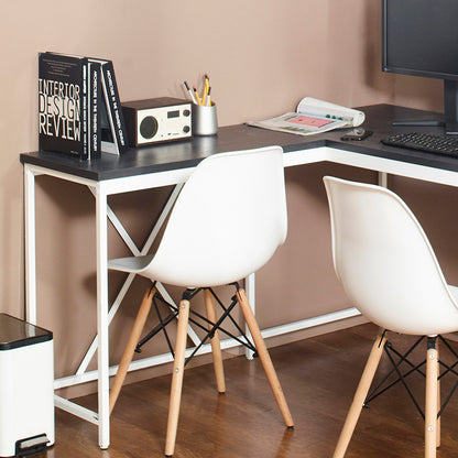 Olympus Wood and Metal Corner Desk in Dark Gray and Ivory