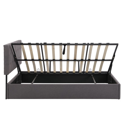 Full Size Upholstered Platform Bed with Underneath Storage Space,Gray