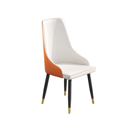 Modern dining chair PU leather metal legs-white+orange-2pcs/ctn