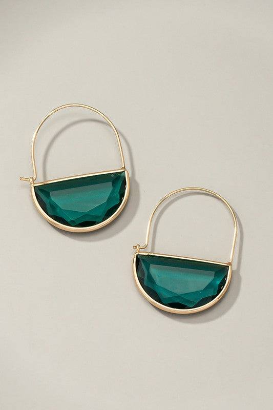 HALF MOON GEM STONE ON A WIRE EARRINGS