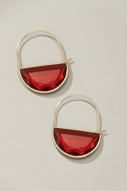 HALF MOON GEM STONE ON A WIRE EARRINGS