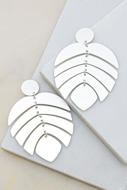 METAL LEAF STATEMENT EARRINGS