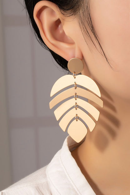 METAL LEAF STATEMENT EARRINGS