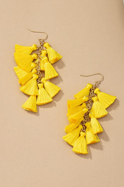 Linear mini tassel drops earrings