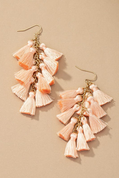 Linear mini tassel drops earrings