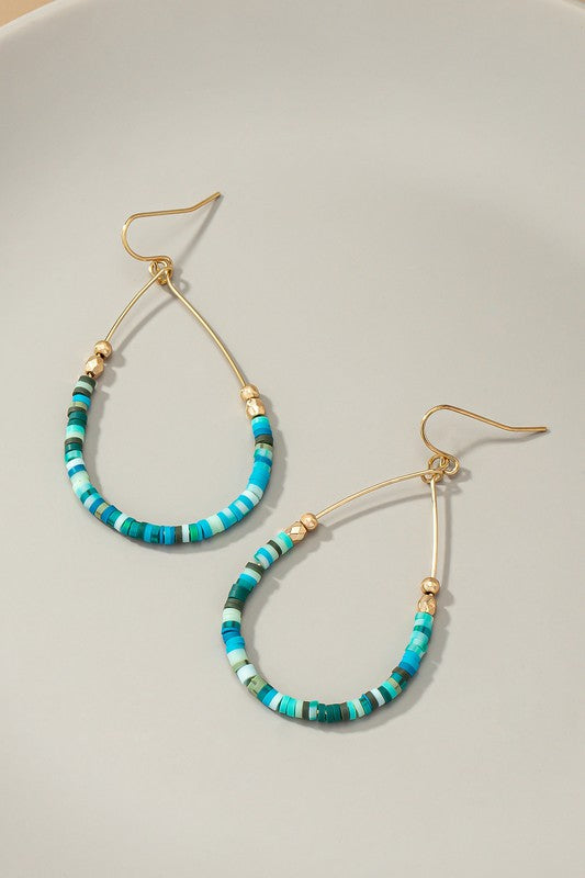 Polymer bead teardrop hoop earrings