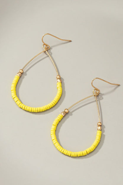 Polymer bead teardrop hoop earrings