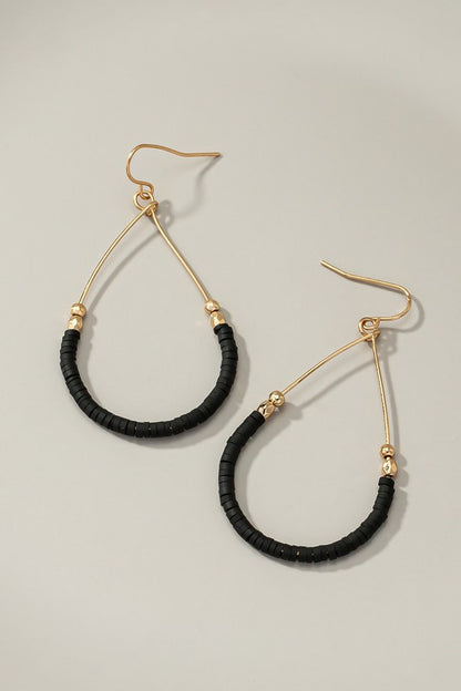 Polymer bead teardrop hoop earrings