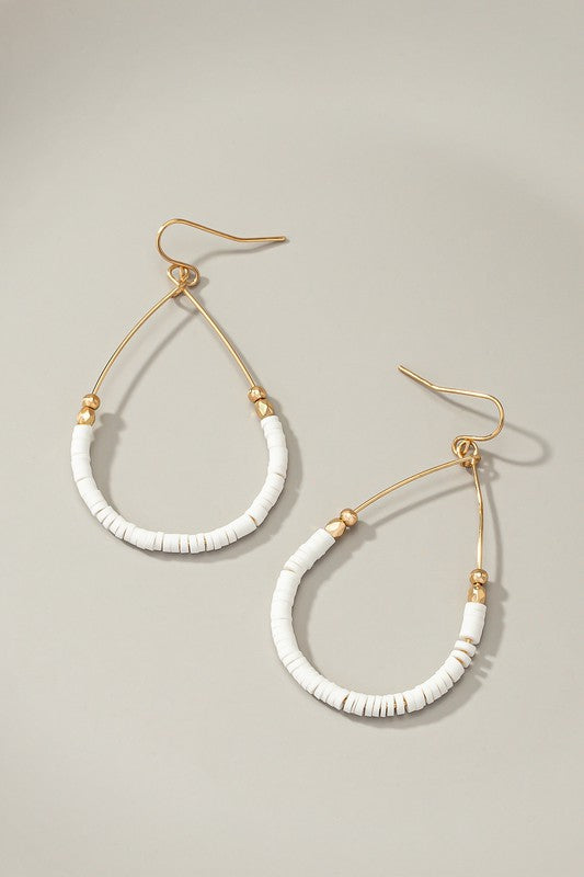 Polymer bead teardrop hoop earrings