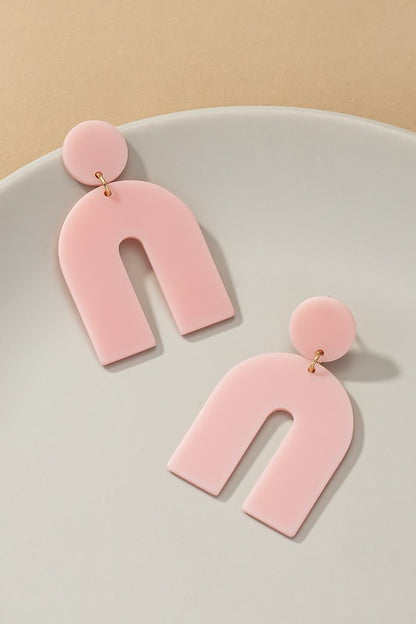 Matte color coated arch drop earrings