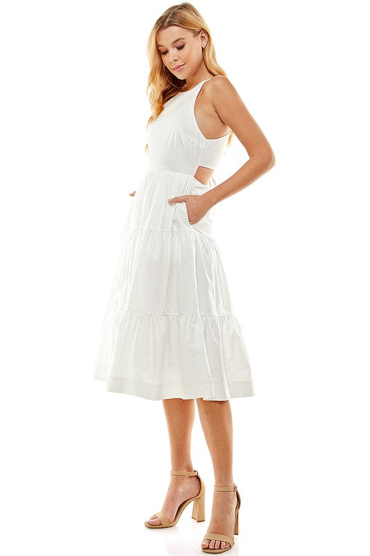 Tiered Halter Midi Dress