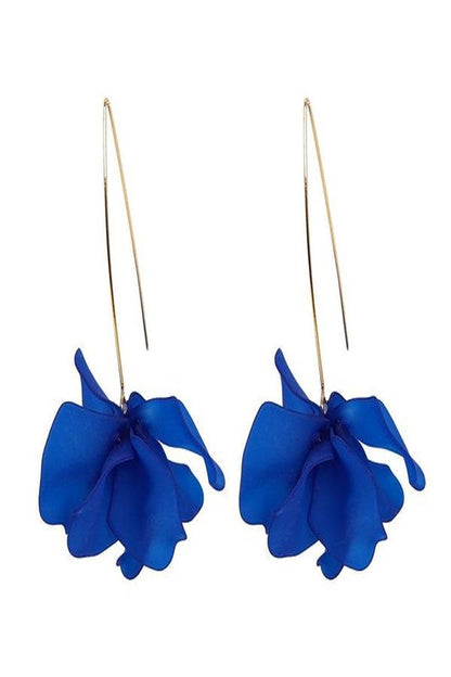 Blue  Wired  Drop Floral  Earrings