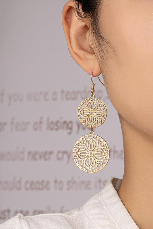 FILIGREE CIRCLE DROP EARRINGS