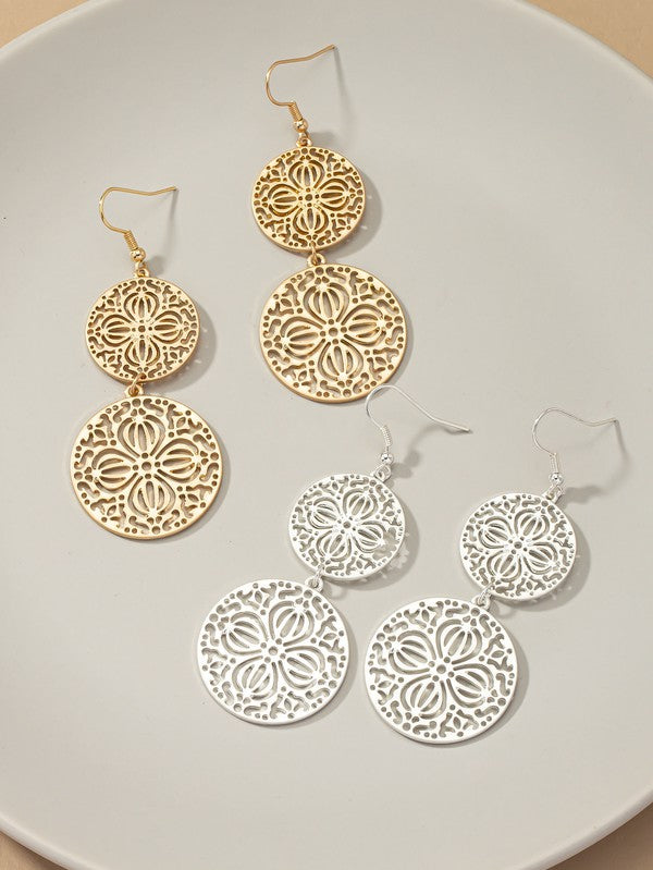 FILIGREE CIRCLE DROP EARRINGS