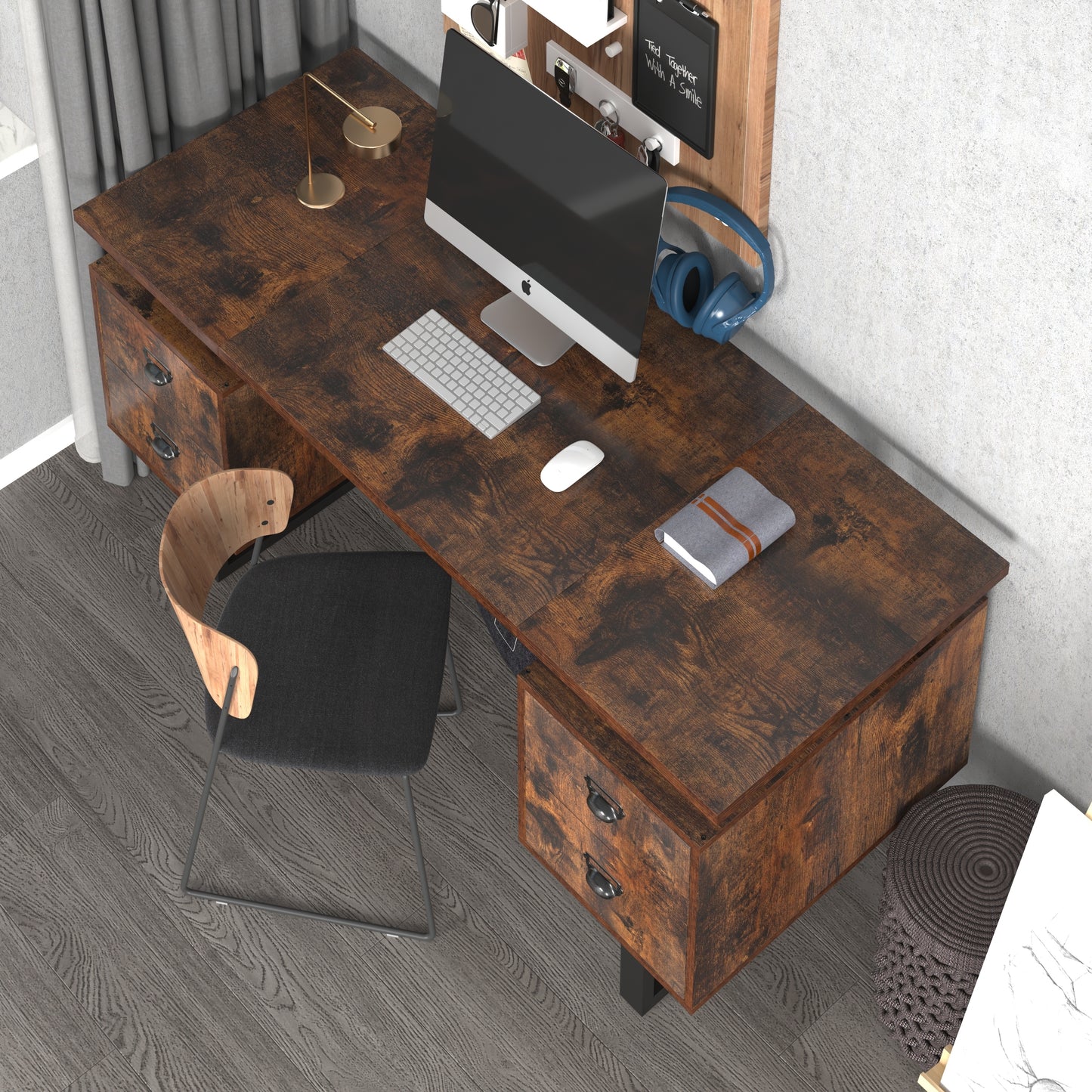 Home Office Computer Desk with 4 drawers