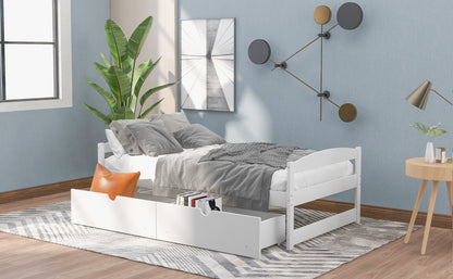 Twin size platform bed, with two drawers, white（New）