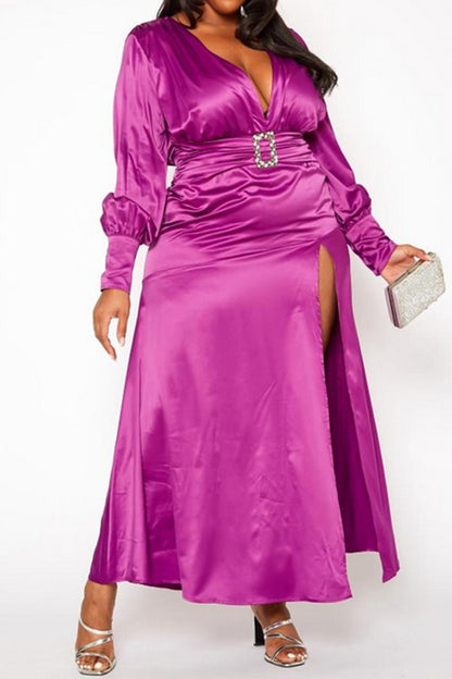 Plus Size Satin Fit & Flare Maxi Dress