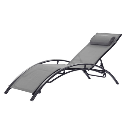 2 PCS Set Chaise Lounge Outdoor Lounge Chair Lounger Recliner Chair For Patio Lawn Beach Pool Side Sunbathing