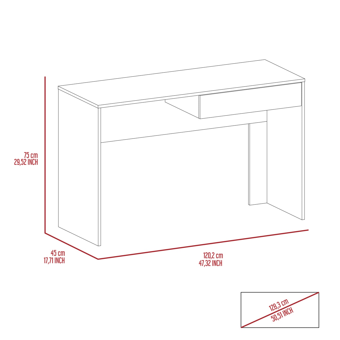 Meridian 2-Drawer Computer Desk Smokey Oak